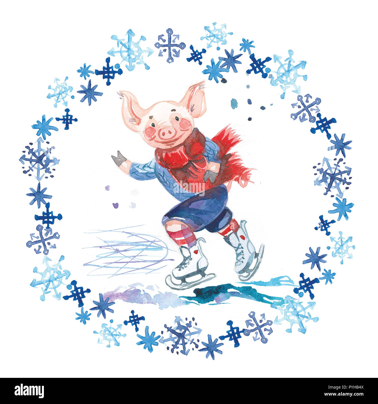 Chat En Sweater Sur Patins 19 Le Nouvel An Chinois Du Cochon Carte De Vœux De Noel Aquarelle Flocons De Forme Arrondie Photo Stock Alamy Chat En Sweater Sur Patins 19 Le Nouvel An Chinois Du Cochon Carte De Vœux De Noel Aquarelle Flocons De Forme Arrondie Photo Stock Alamy