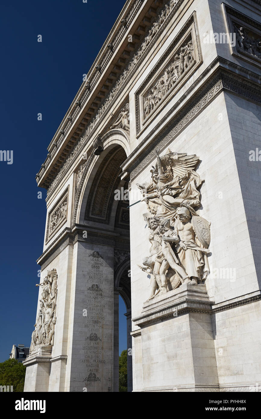 Paris, France - l'Arc de Triomphe, monument de la capitale française à la place Charles-de-Gaulle Banque D'Images