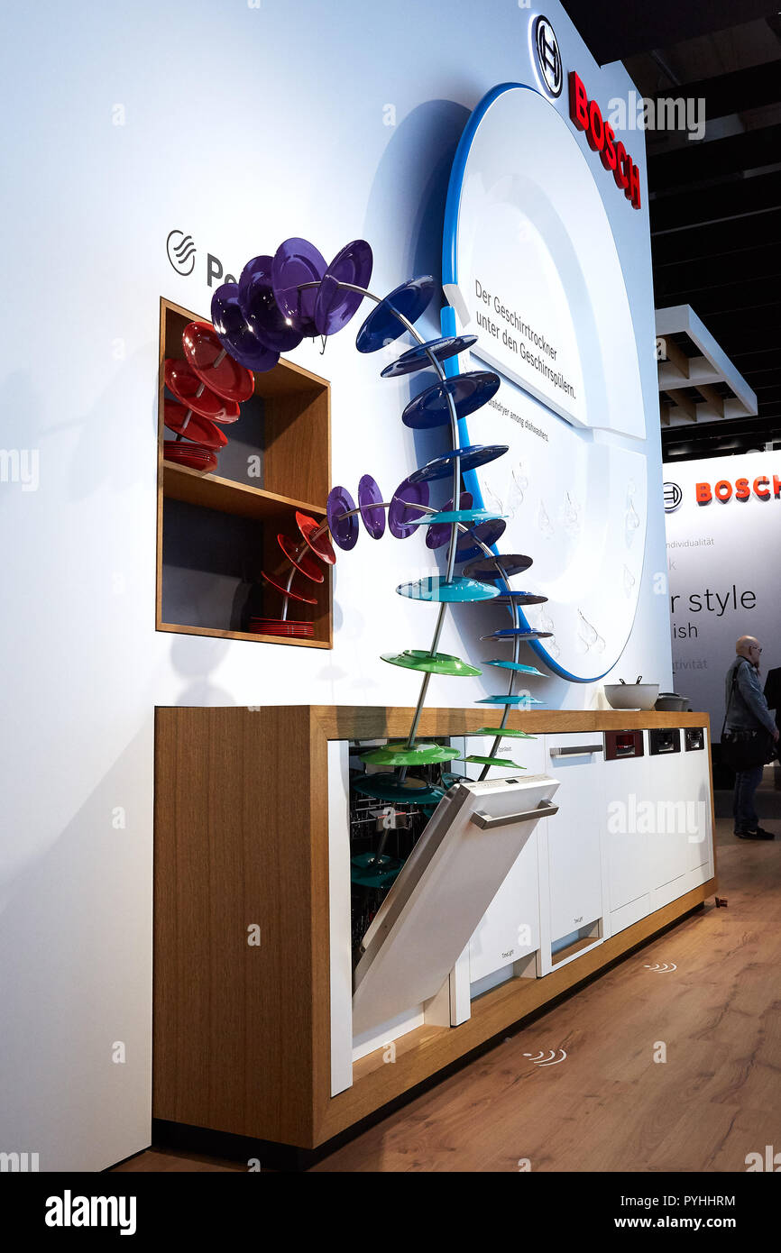 Berlin, Allemagne - La société allemande Bosch présentera ses innovations dans le domaine des appareils électroménagers à l'IFA 2018. Banque D'Images