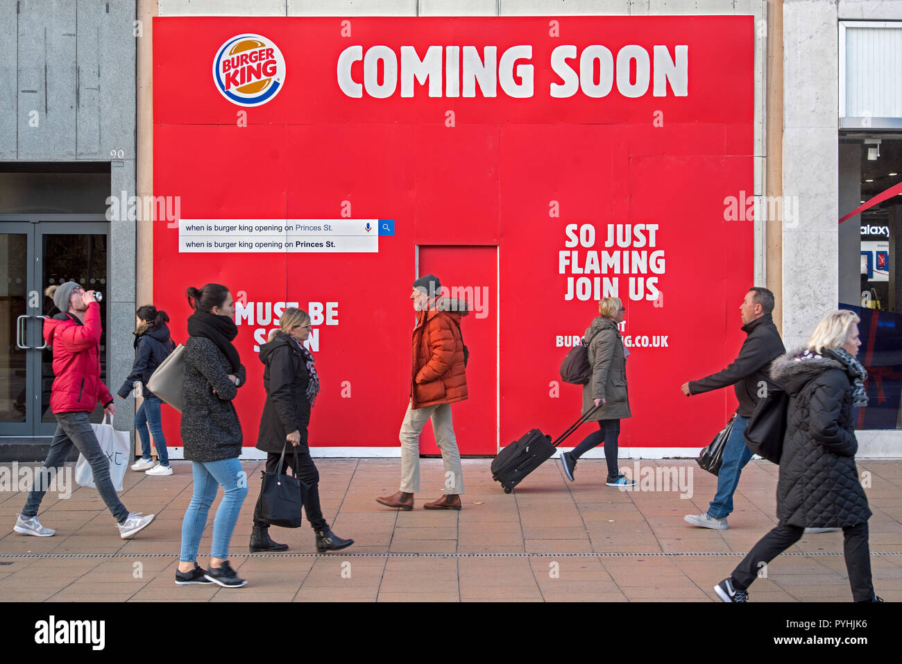 Un Burger King store bientôt sur Princes Street à Edimbourg. Banque D'Images Un Burger King store bientôt sur Princes Street à Edimbourg. Banque D'Images