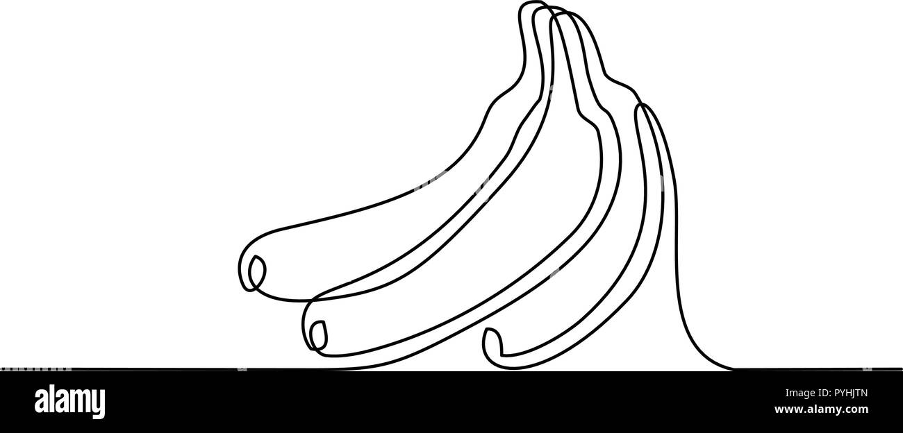 Dessin d'une ligne continue. Bunch bananes fruits. Vector illustration Illustration de Vecteur