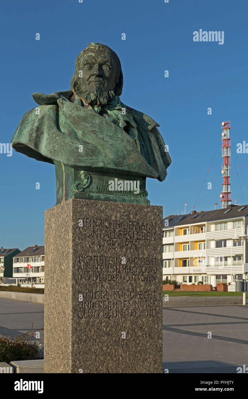 Statue de Heinrich Hoffmann von Fallersleben, Helgoland, Schleswig-Holstein, Allemagne Banque D'Images