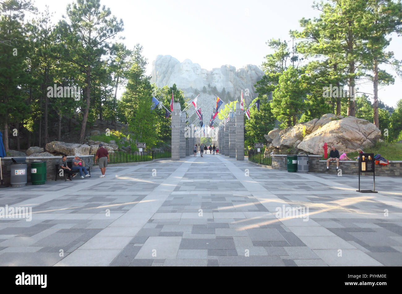 La voie d'entrée pour le Parc National du Mont Rushmore. Banque D'Images