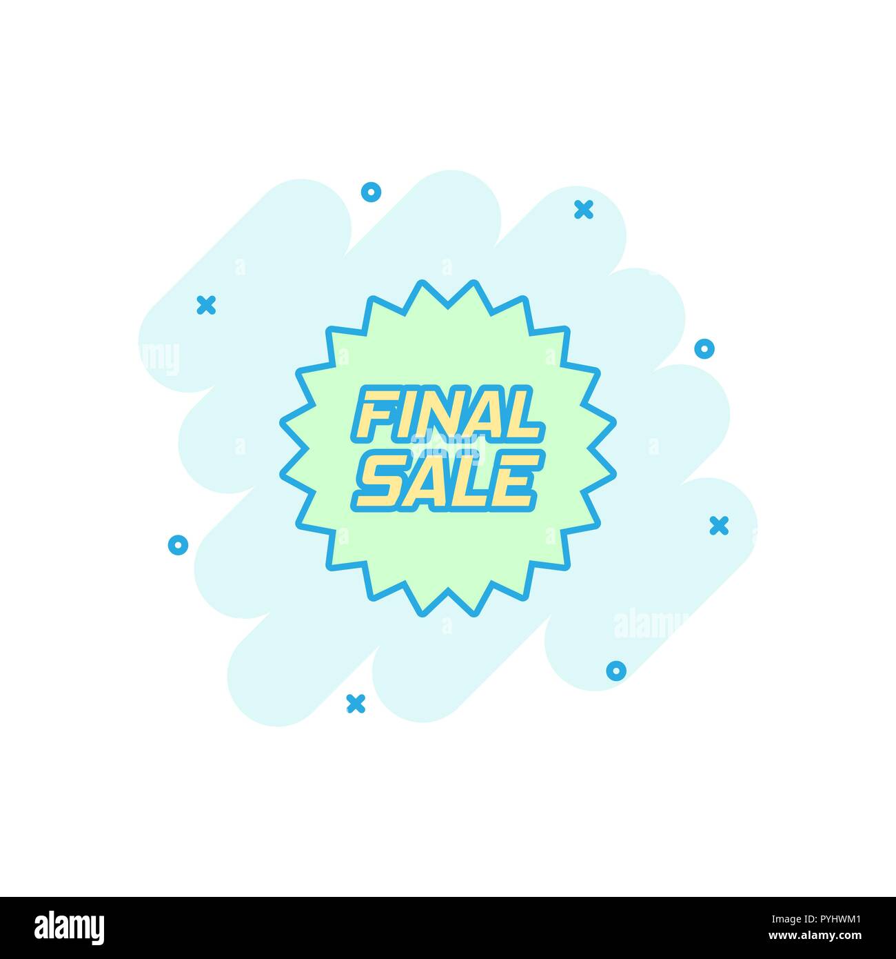 Vector cartoon commode sticker icône dans le style comique. Vente tag illustration pictogramme. Promotion discount vente finale effet splash concept. Illustration de Vecteur