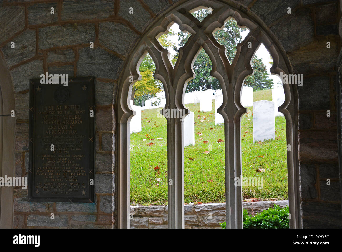 La Maison de la mémoire de Raleigh au cimetière Oakwood comprend des comprimés qui concernent la participation de la Caroline du Nord à partir de la guerre révolutionnaire au Vietnam. Banque D'Images