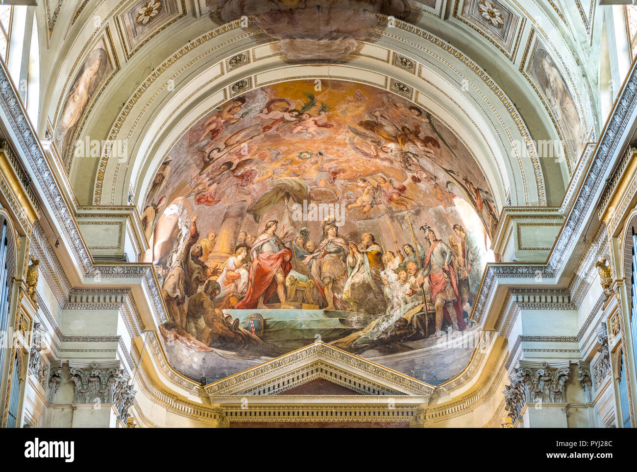 Abside fresques par Mariano Rossi dans la cathédrale de Palerme. La Sicile, le sud de l'Italie. Banque D'Images