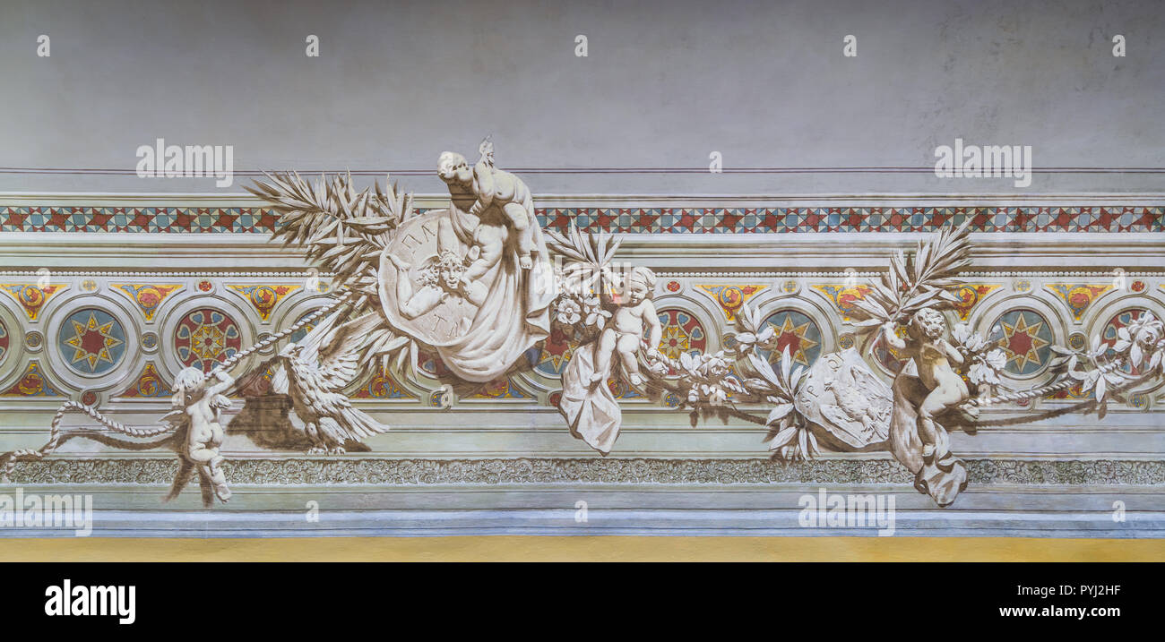 Décoration à l'intérieur de Palazzo dei Normanni (palais des Normands) ou Palais Royal de Palerme. La Sicile, le sud de l'Italie. Banque D'Images