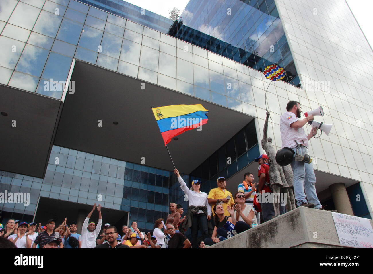 Caracas, Venezuela, 07 avril 2018 : les dirigeants de l'Opposition contre Nicolas Maduro gouvernement dictature s'adresse à des personnes Banque D'Images