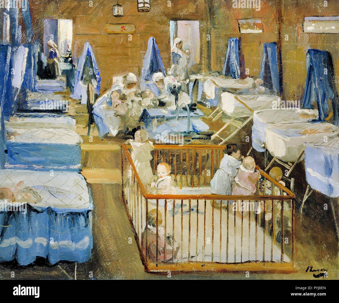 John Lavery, Lady Henry's Creche, Woolwich 1919 Huile sur toile, Imperial  War Museum, Londres, Angleterre Photo Stock - Alamy