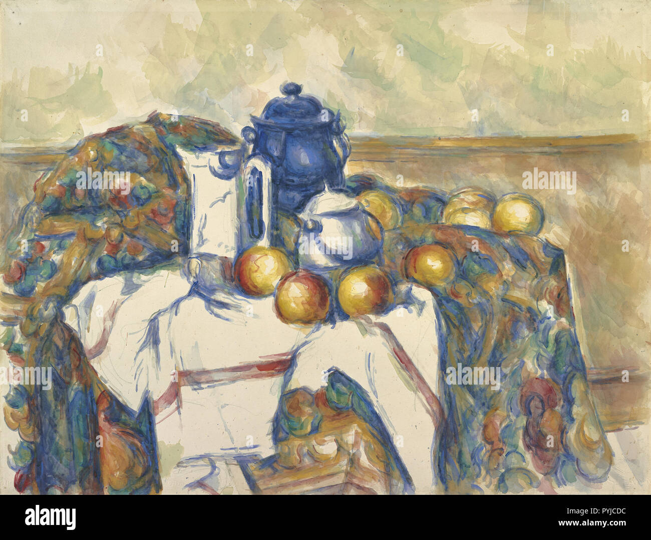 Nature morte au Pot bleu ; Paul Cézanne (Français, 1839 - 1906) ; France ; vers 1900 ; Aquarelle sur mine de plomb, 48,1 x 63,2 cm (18 15/16 x 24 7/8 in.) ; 83 Banque D'Images