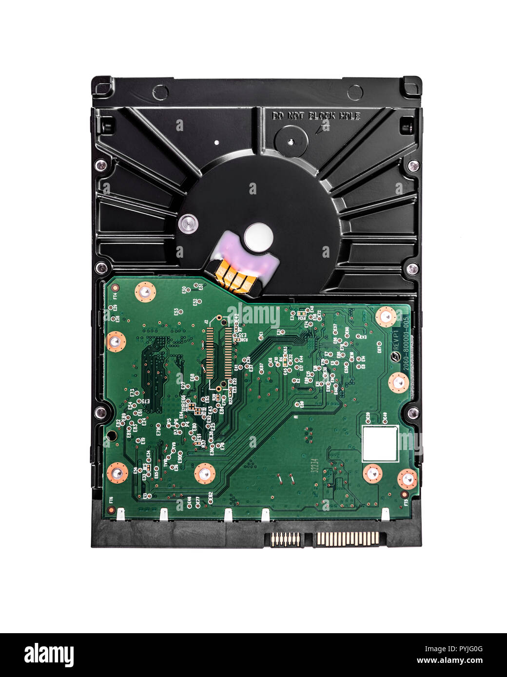 Disque dur HDD isolé sur un fond blanc. Banque D'Images