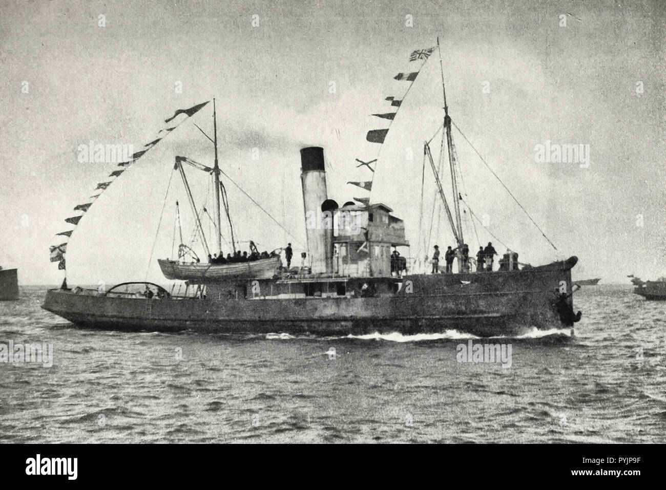 La vapeur Yelcho en Valparaiso, avec l'a sauvé de l'expédition de Shackleton à bord Banque D'Images