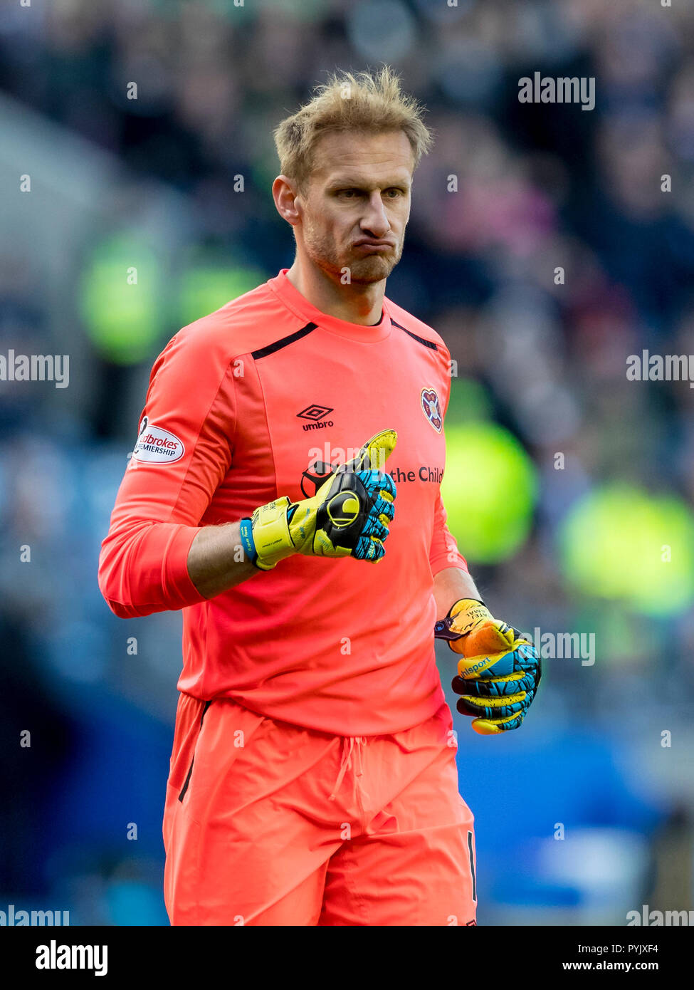 Le stade de Murrayfield, Edinburgh, UK. 28 Oct, 2018. Coupe de la ligue écossaise de football, demi-finale, le Cœur du Midlothian contre Celtic ; gardien de Zdenek Zlamal des coeurs : Action Crédit Plus Sport/Alamy Live News Banque D'Images