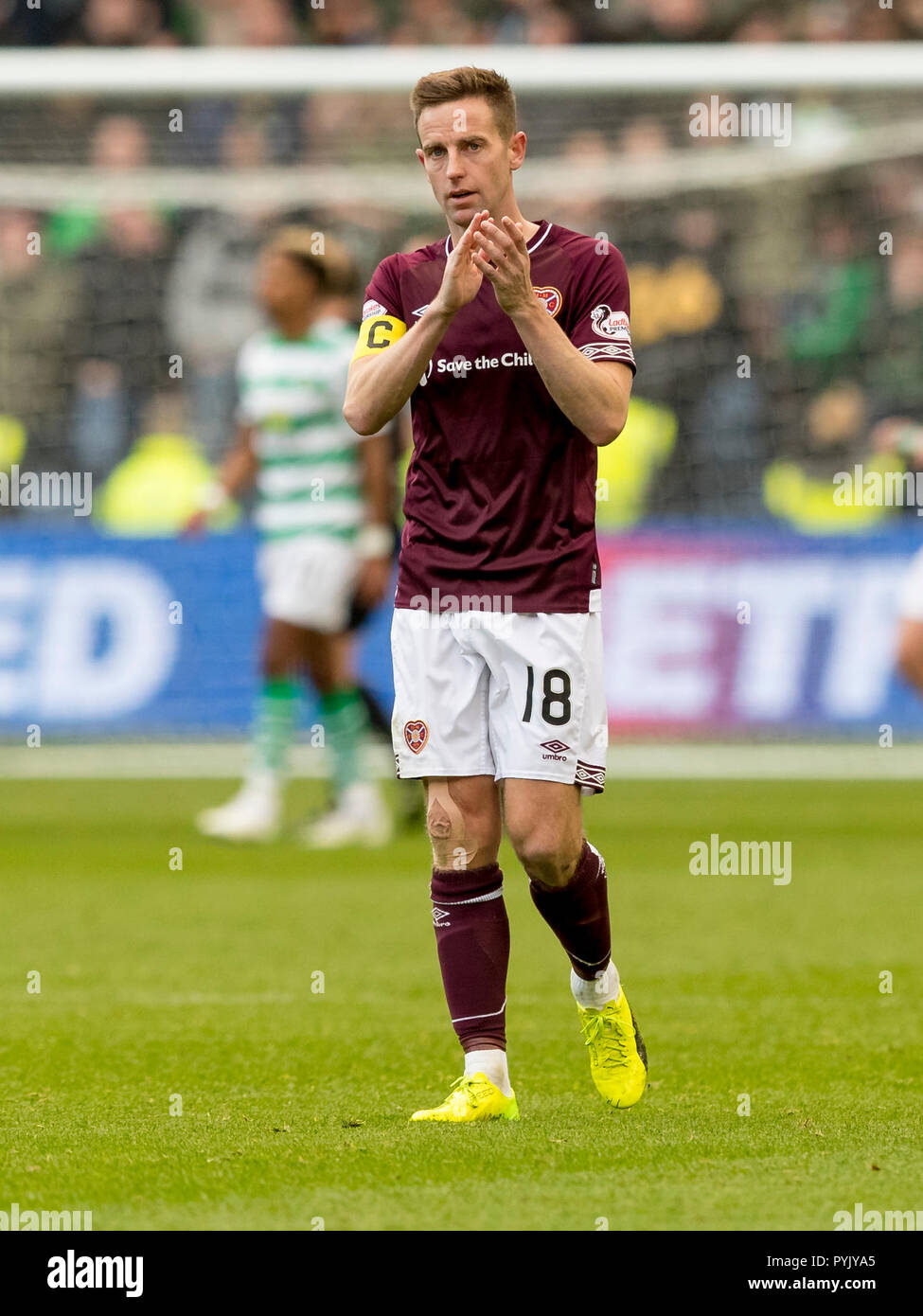 Le stade de Murrayfield, Edinburgh, UK. 28 Oct, 2018. Coupe de la ligue écossaise de football, demi-finale, le Cœur du Midlothian contre Celtic ; découragement pour Steven MacLean, de coeurs à plein temps de crédit : Action Plus Sport/Alamy Live News Banque D'Images