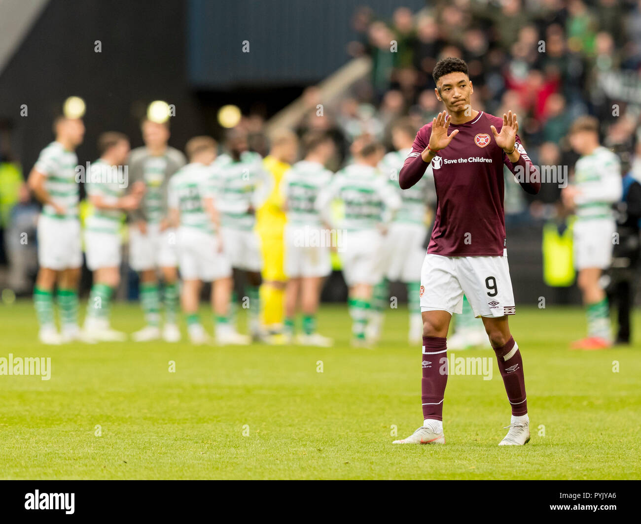 Le stade de Murrayfield, Edinburgh, UK. 28 Oct, 2018. Coupe de la ligue écossaise de football, demi-finale, le Cœur du Midlothian contre Celtic ; découragement pour Sean Clare de coeurs à plein temps de crédit : Action Plus Sport/Alamy Live News Banque D'Images