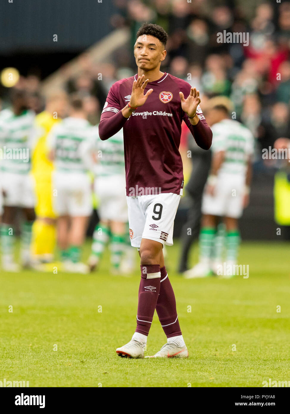 Le stade de Murrayfield, Edinburgh, UK. 28 Oct, 2018. Coupe de la ligue écossaise de football, demi-finale, le Cœur du Midlothian contre Celtic ; découragement pour Sean Clare de coeurs à plein temps de crédit : Action Plus Sport/Alamy Live News Banque D'Images