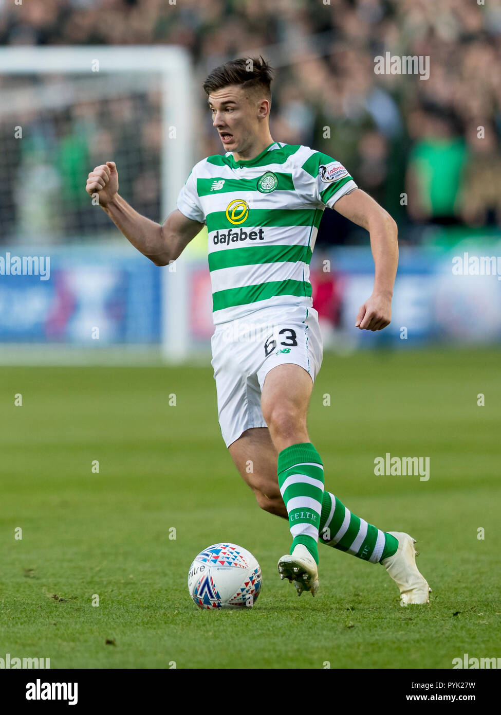 Le stade de Murrayfield, Edinburgh, UK. 28 Oct, 2018. Coupe de la ligue écossaise de football, demi-finale, le Cœur du Midlothian contre Celtic ; Kieran Tierney de Celtic en action : Action Crédit Plus Sport/Alamy Live News Banque D'Images