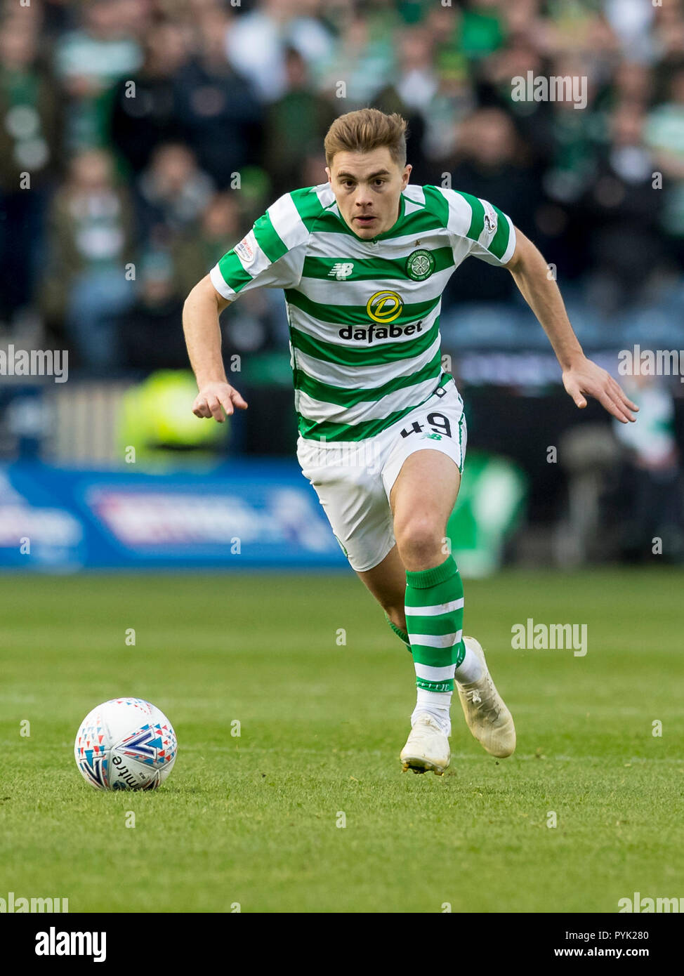 Le stade de Murrayfield, Edinburgh, UK. 28 Oct, 2018. Coupe de la ligue écossaise de football, demi-finale, le Cœur du Midlothian contre Celtic ; James Forrest de Celtic en action : Action Crédit Plus Sport/Alamy Live News Banque D'Images