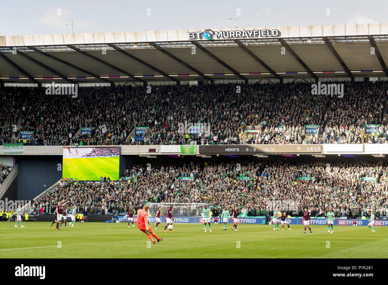 Le stade de Murrayfield, Edinburgh, UK. 28 Oct, 2018. Coupe de la ligue écossaise de football, demi-finale, le Cœur du Midlothian contre Celtic ; vue d'ensemble sur le jeu à BT Stade de Murrayfield. Credit : Action Plus Sport/Alamy Live News Banque D'Images