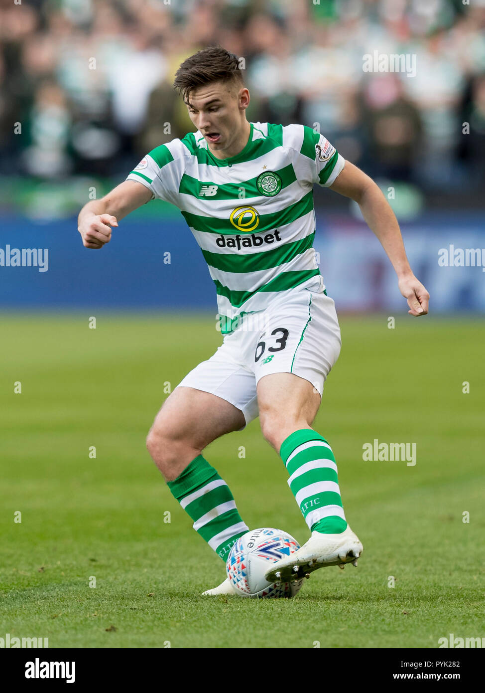 Le stade de Murrayfield, Edinburgh, UK. 28 Oct, 2018. Coupe de la ligue écossaise de football, demi-finale, le Cœur du Midlothian contre Celtic ; Kieran Tierney de Celtic en action : Action Crédit Plus Sport/Alamy Live News Banque D'Images