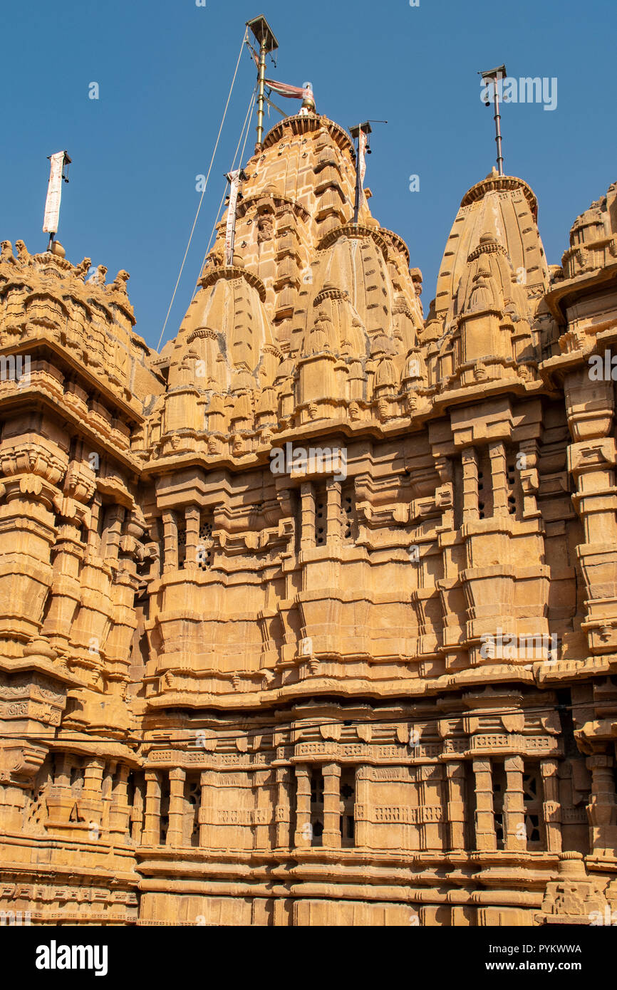 Jain temple dans la région de Fort Jaisalmer, Jaisalmer, Rajasthan, India Banque D'Images
