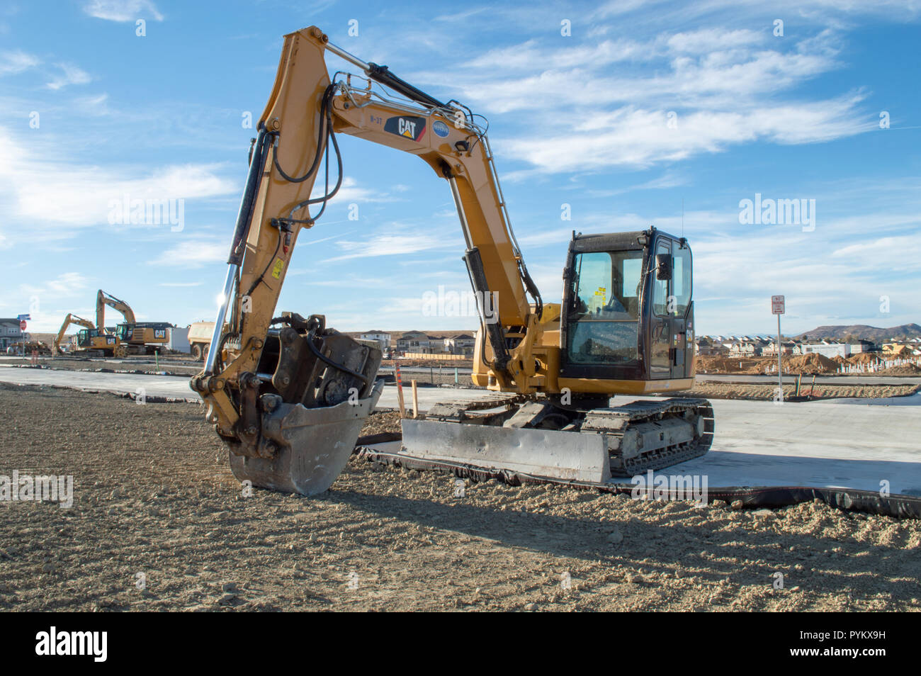 Castle Rock, Colorado / États-Unis - 28 octobre 2018 : Excavatrice jaune at Construction Site Banque D'Images