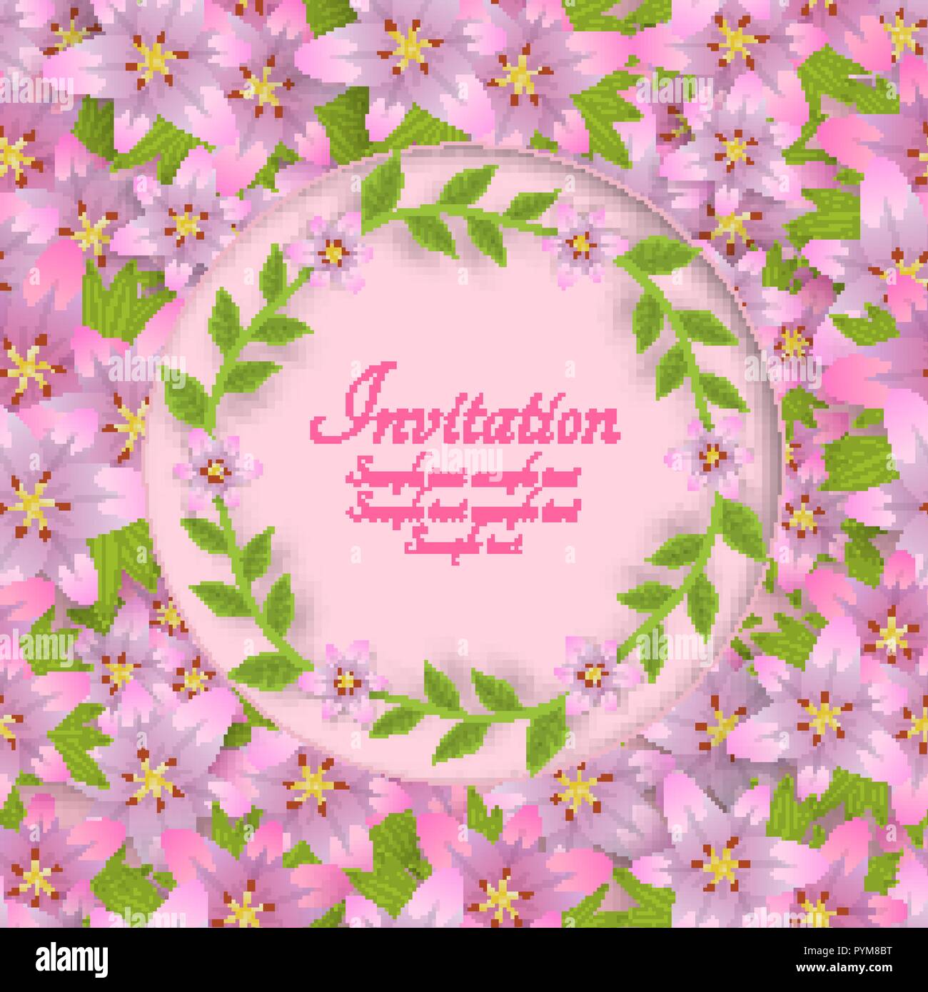 Modèle d'une carte colorée invitation avec un fond de fleurs de lys. Vector illustration. Illustration de Vecteur