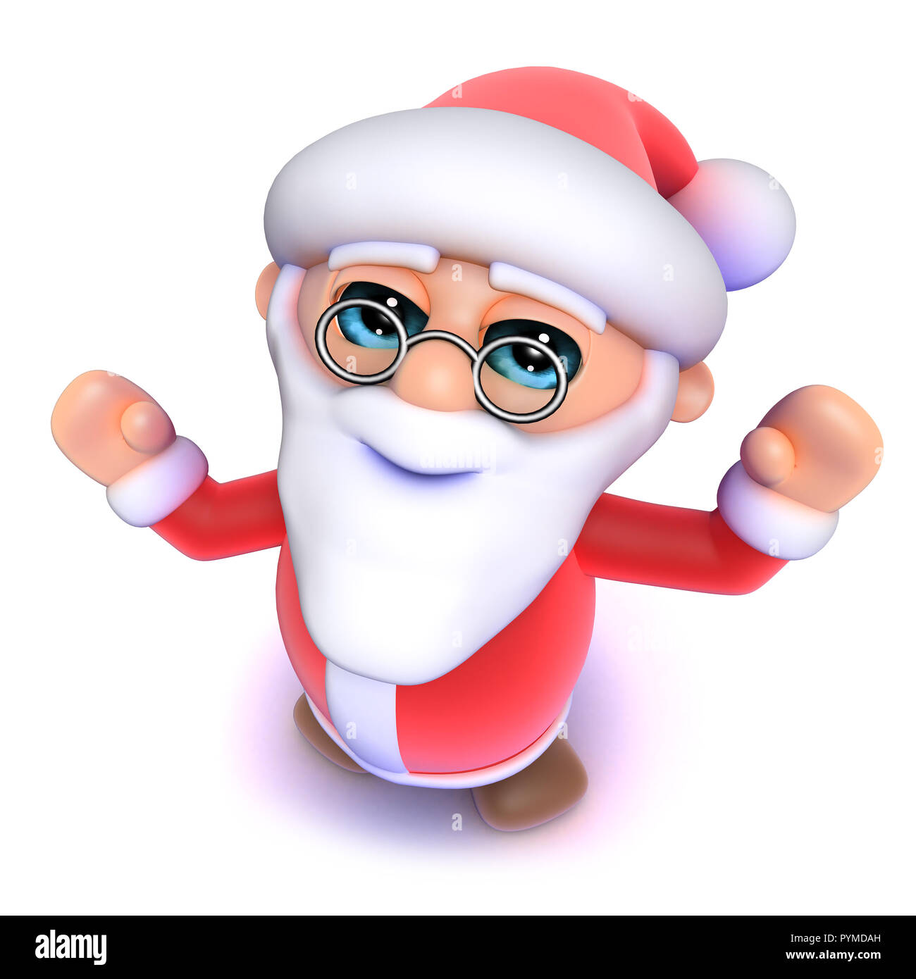 3D render of a funny cartoon Père Noël avec acclamations de joie de saison Banque D'Images