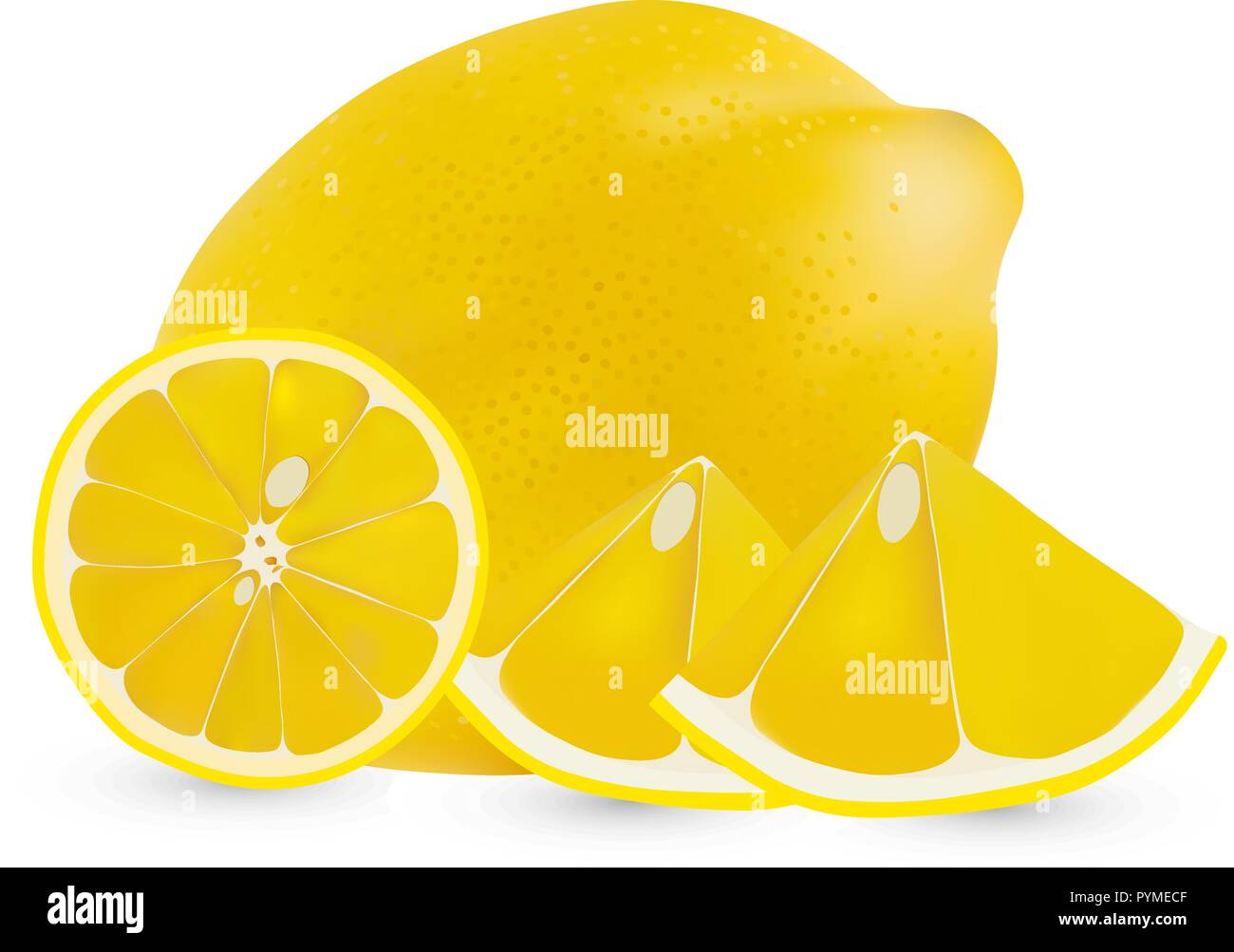 Tout réaliste vecteur citron et un demi citron isolé sur fond blanc. Backgrpund isolé sur blanc citron. Agrumes Illustration de Vecteur