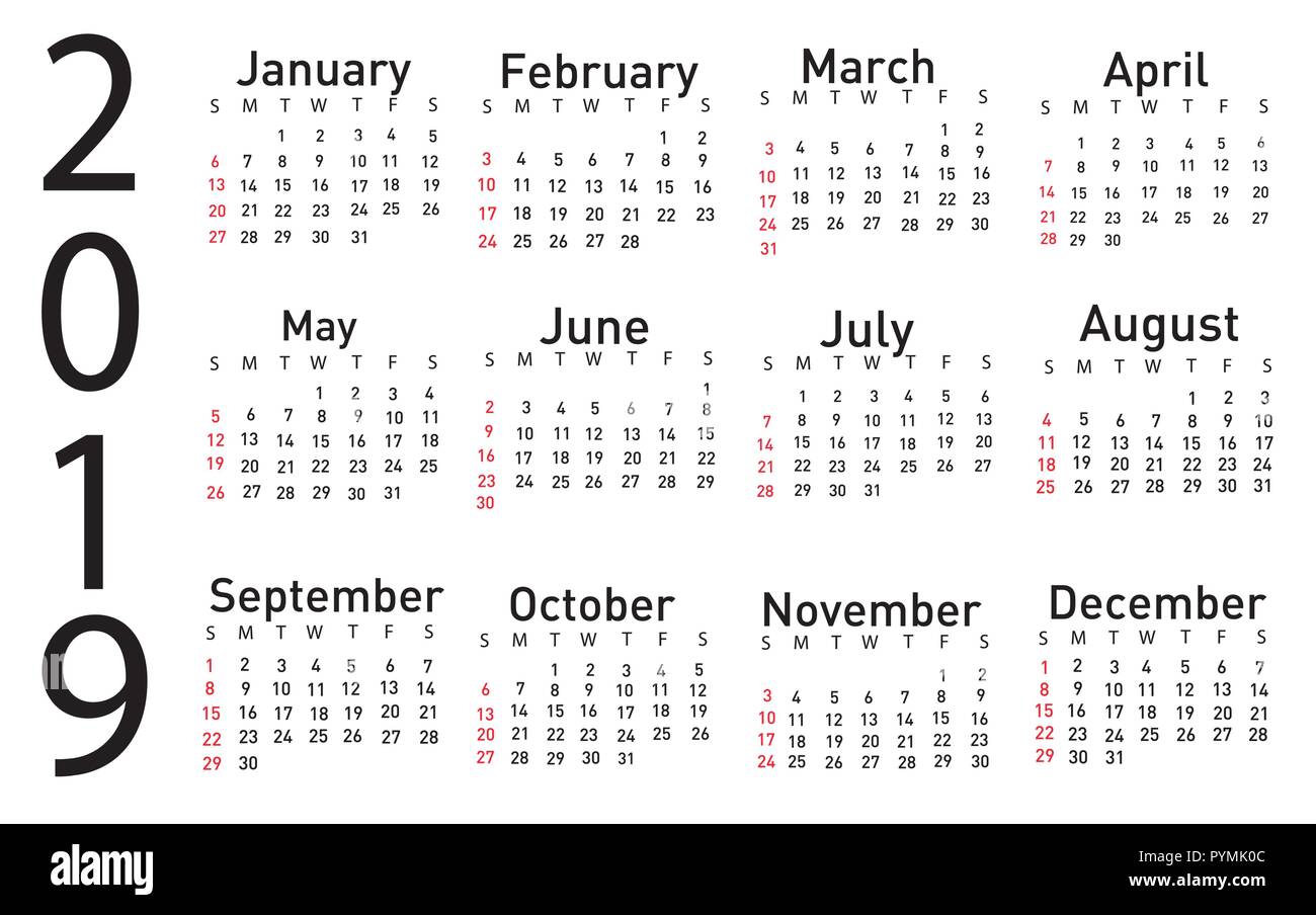 Calendrier pour 2019 vector illustration Illustration de Vecteur