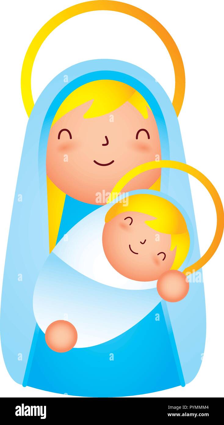 Mangeoire epiphanie Marie portant l'enfant Jésus vector illustration Illustration de Vecteur