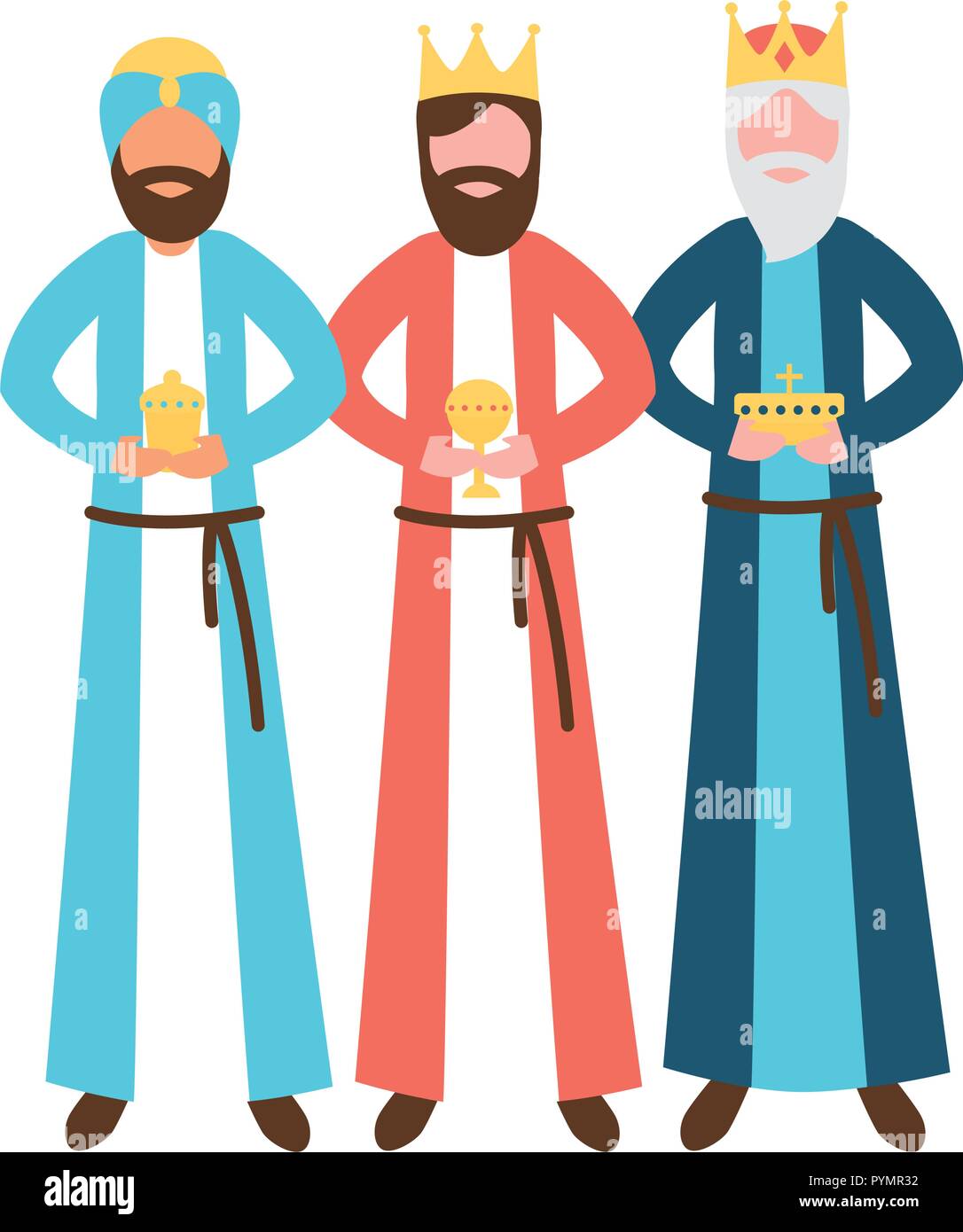 Trois sages roi avec don Epiphanie Illustration de Vecteur