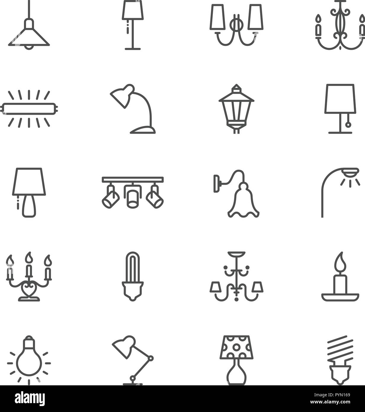 Mince lumière icon set Illustration de Vecteur