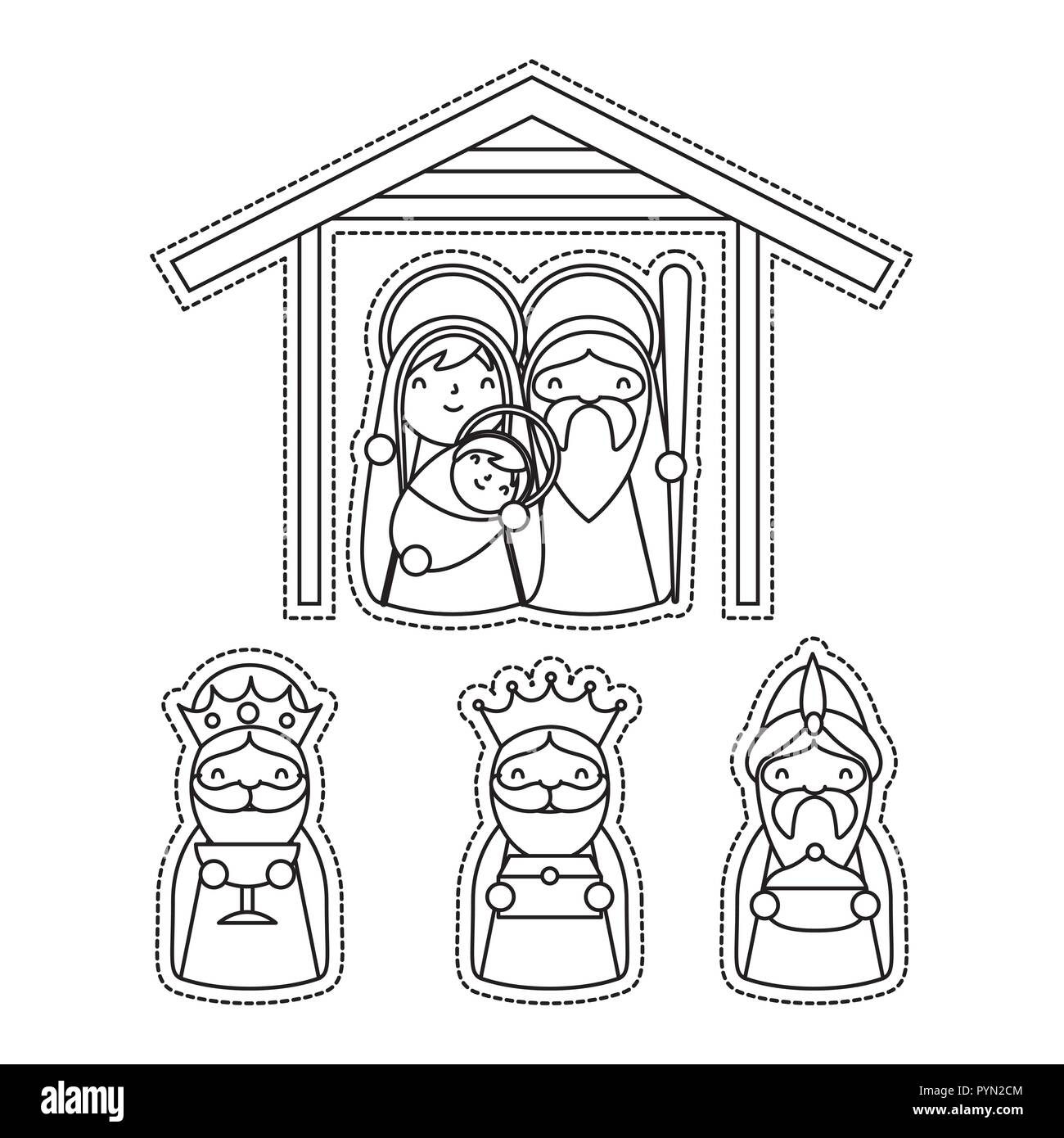 Crèche de Noël de l'épiphanie Illustration de Vecteur