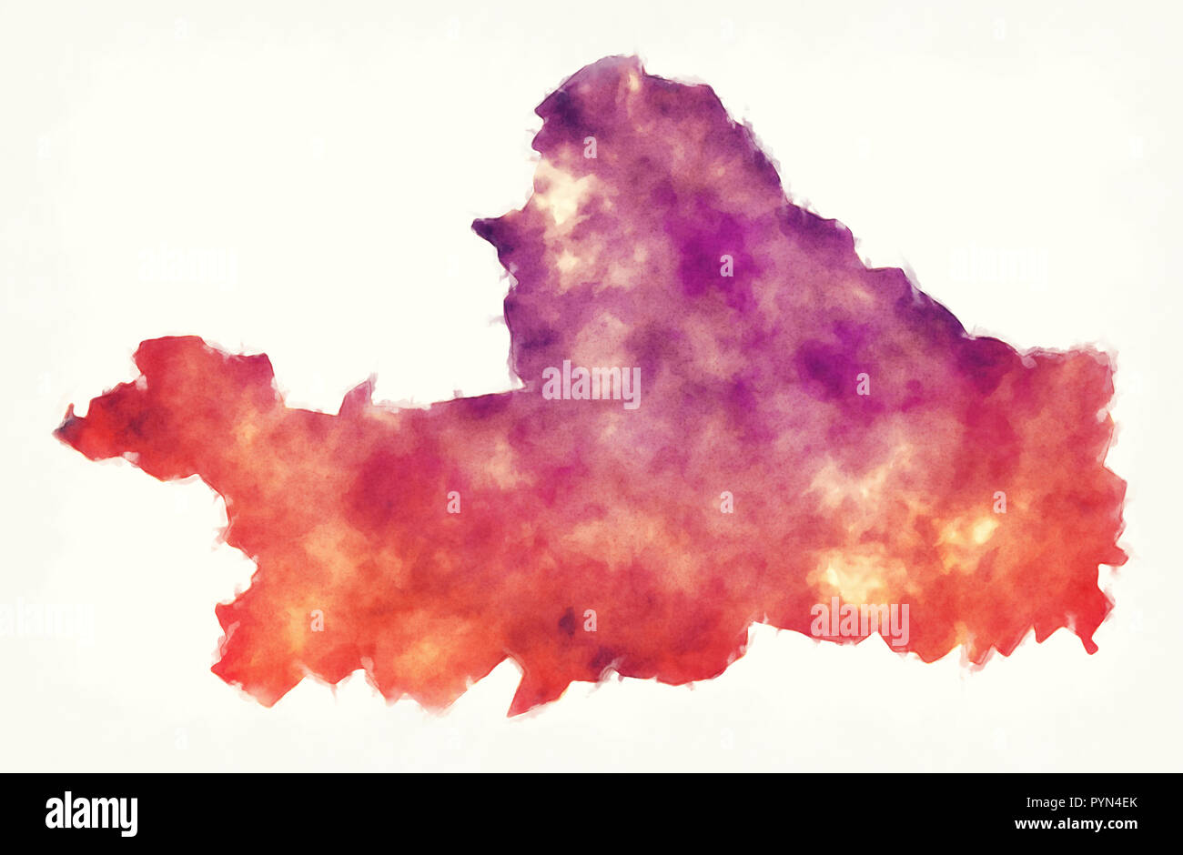 Gyor-Moson-Sopron county carte de la Hongrie devant un fond blanc Banque D'Images