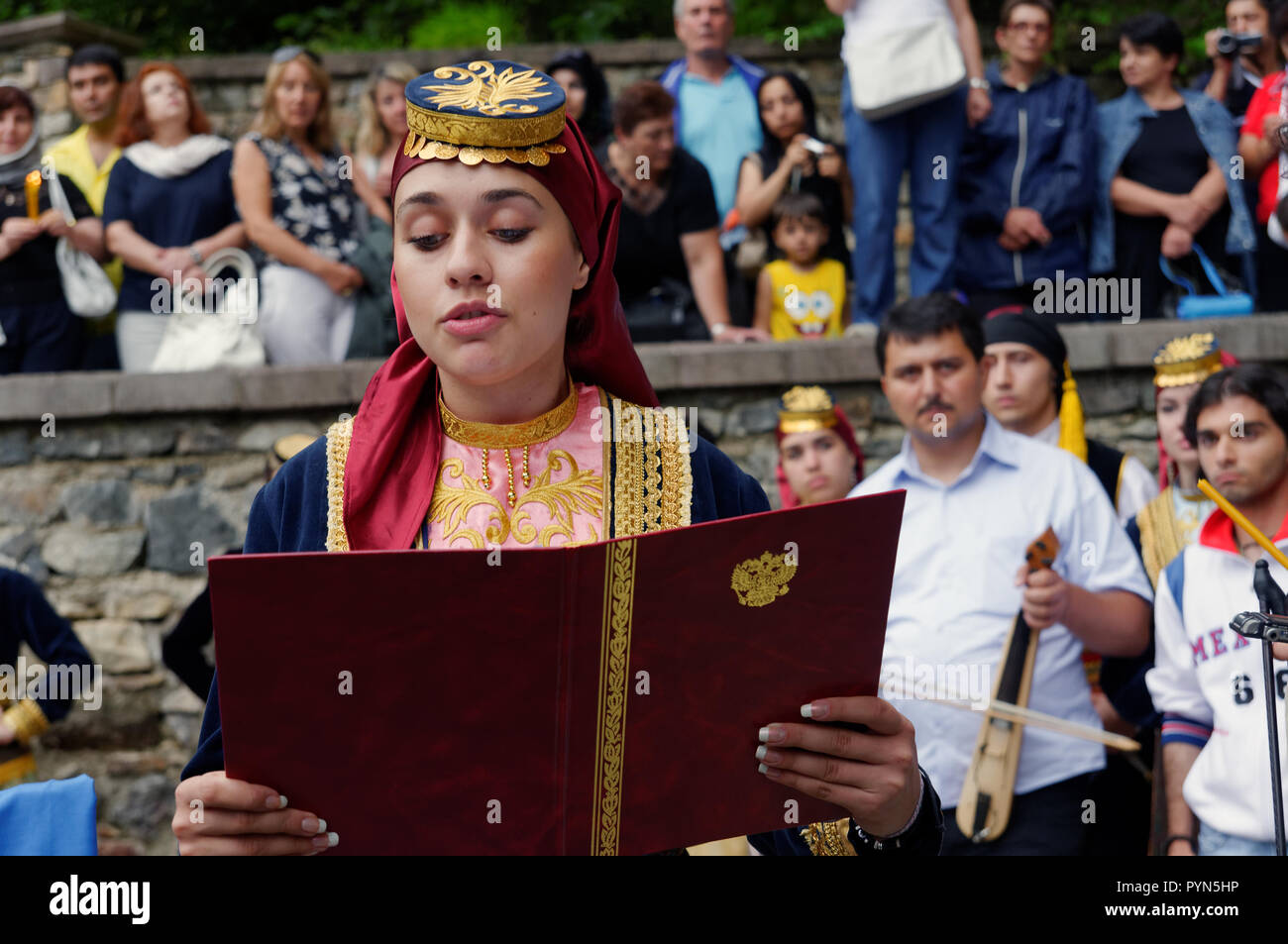 Monastère de Sumela, Trabzon, Turquie - 15 août 2008 : la diaspora grecque au cours de la célébration de la Dormition de la Mère de Dieu. Les Grecs ont été expulsés Banque D'Images