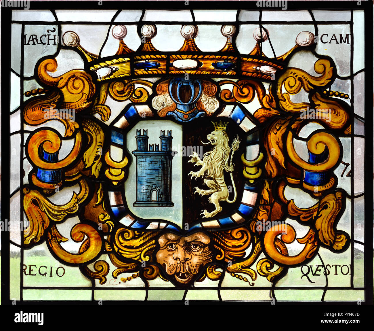 L'allemand vitraux 17ème siècle dans le musée d'Art ancien dans le Castello Sforzesco - Château des Sforza à Milan Italie Banque D'Images