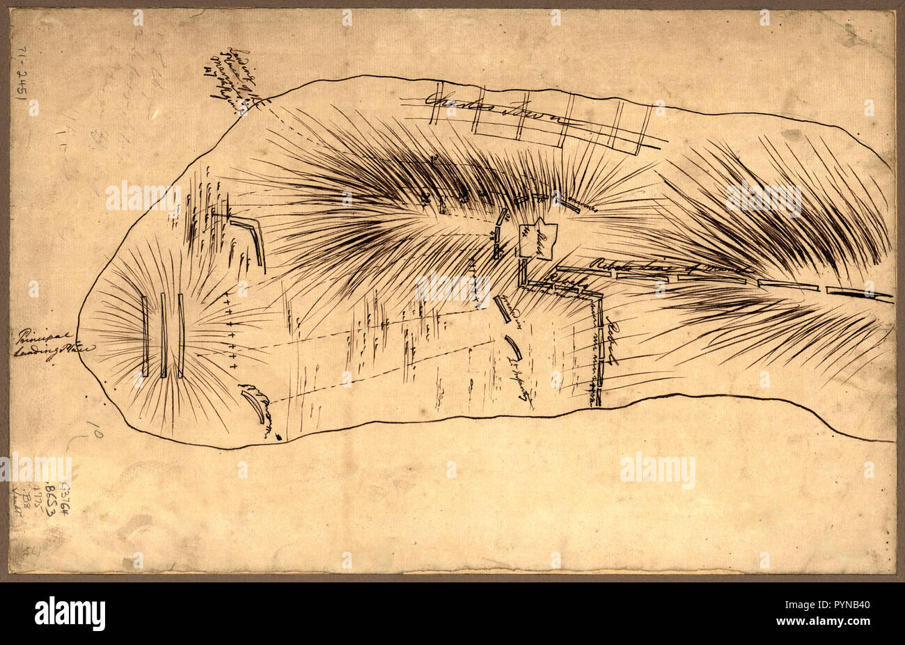 Vintage Maps / Cartes anciennes - Bunker Hill--croquis de ca. 1775 Banque D'Images