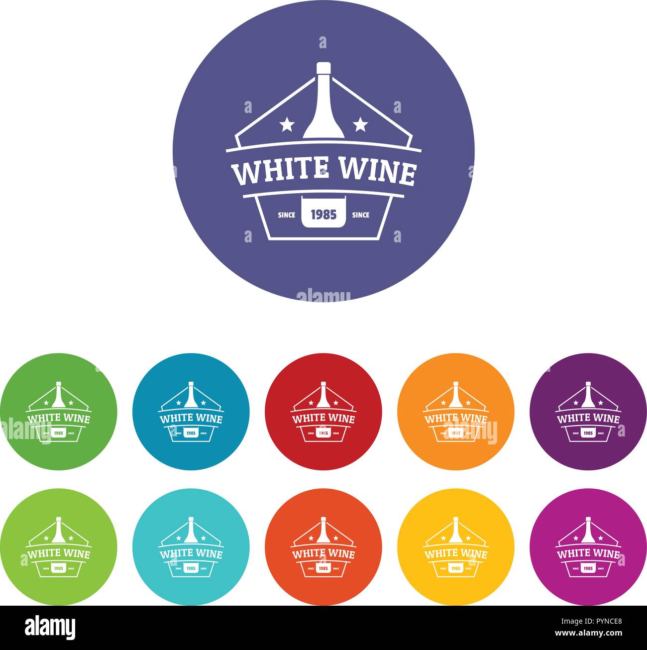 Bouteille de vin icons set vector color Illustration de Vecteur