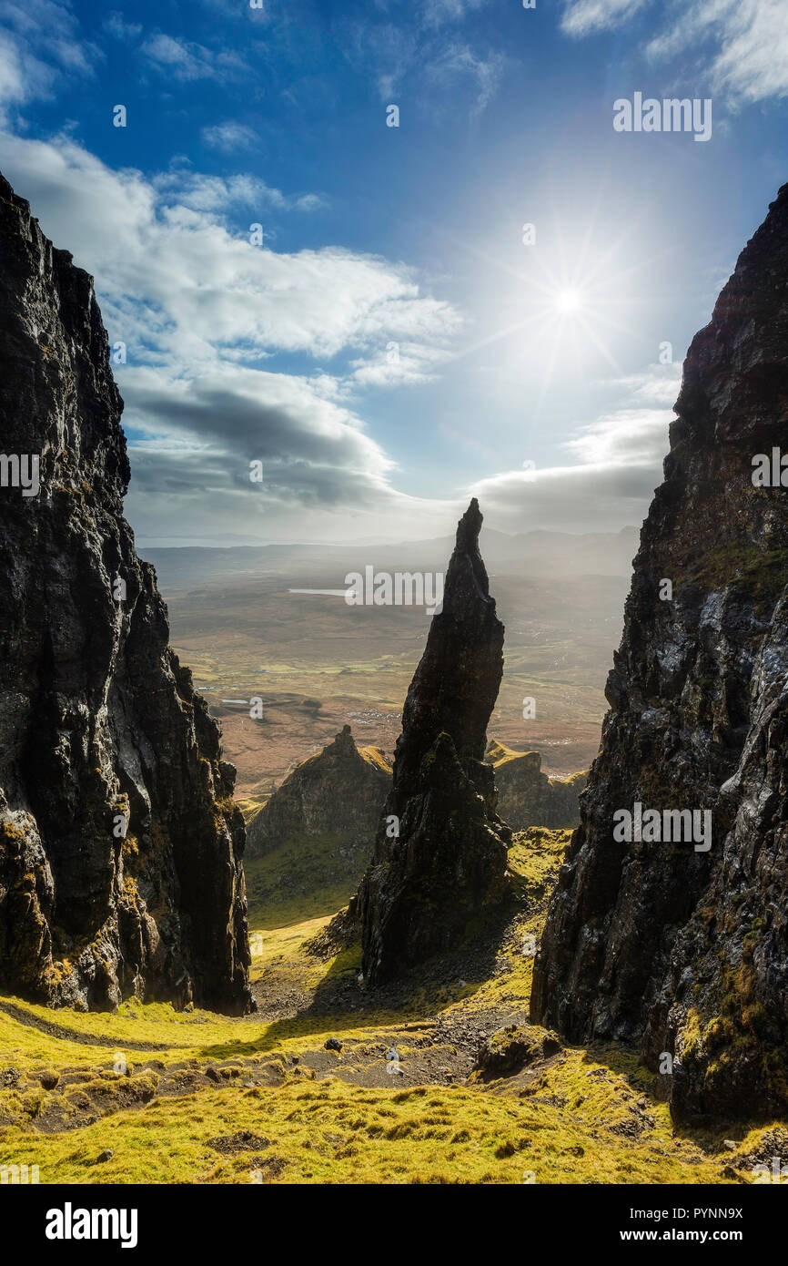 L'aiguille, la péninsule de Trotternish Quiraing,, île de Skye, Écosse Banque D'Images