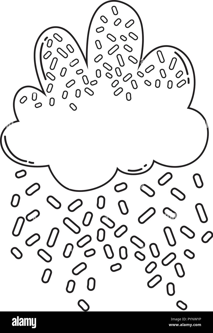 Cloud avec topping candy noir et blanc Illustration de Vecteur