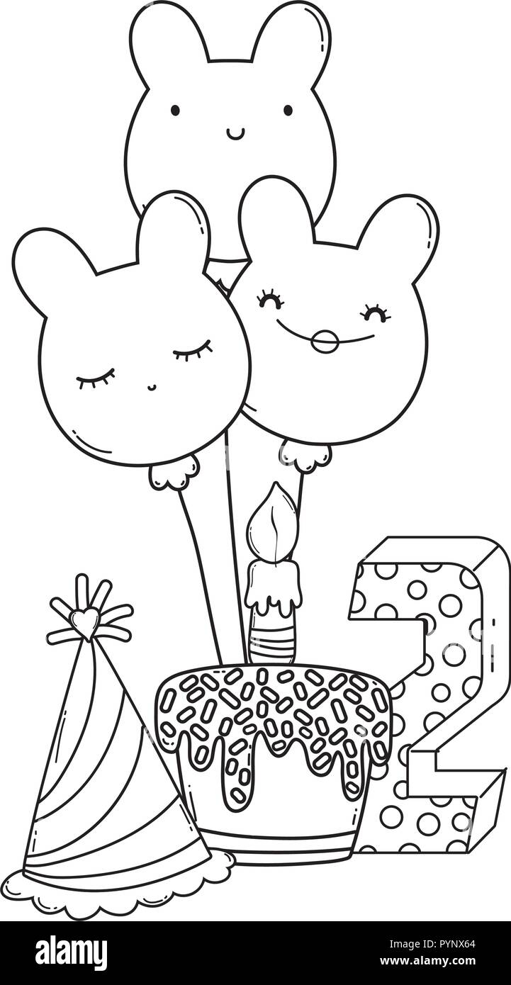 Anniversaire Enfants Dessins Noir Et Blanc Image Vectorielle Stock Alamy