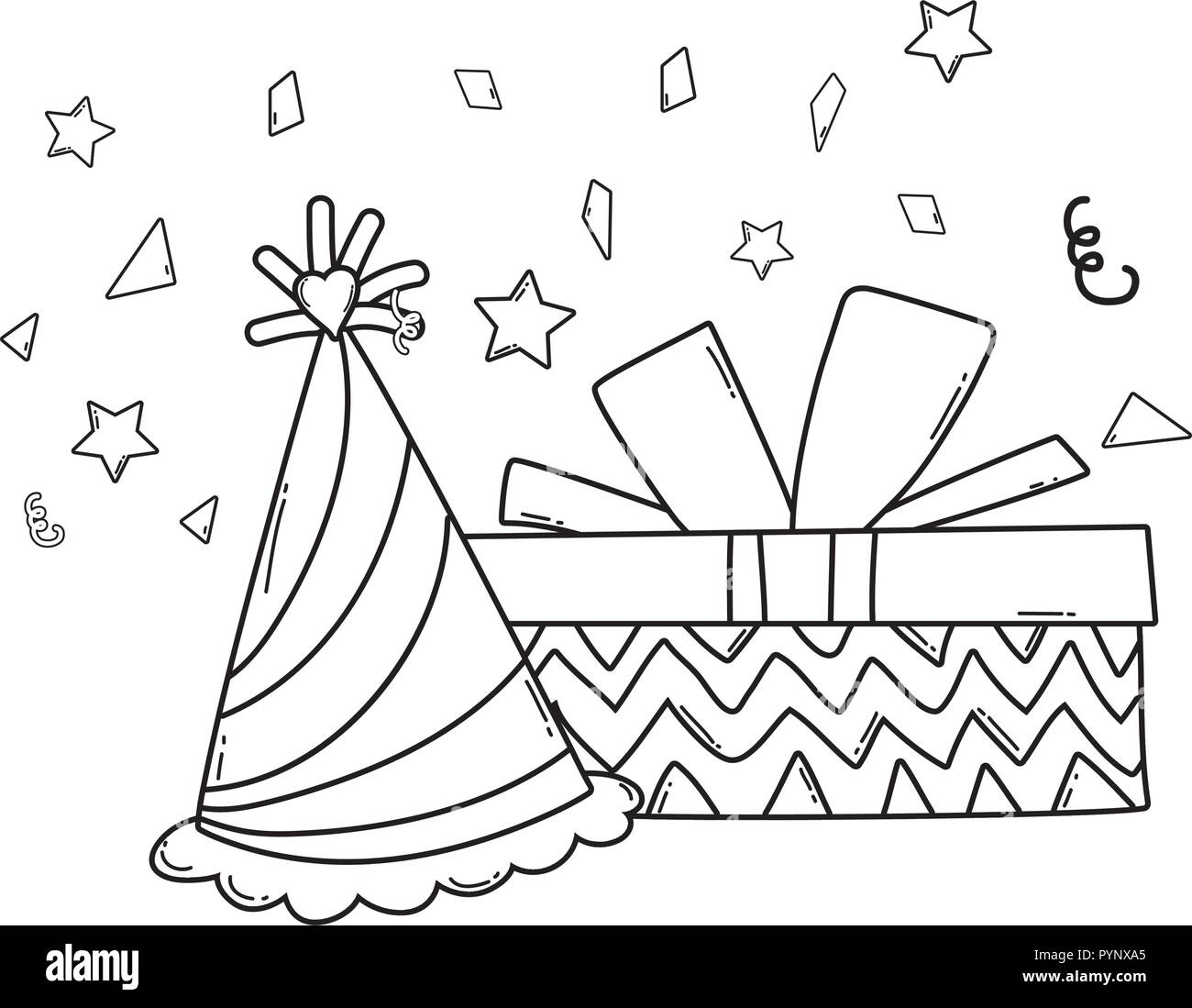 Joyeux Anniversaire Dessins Noir Et Blanc Image Vectorielle Stock Alamy