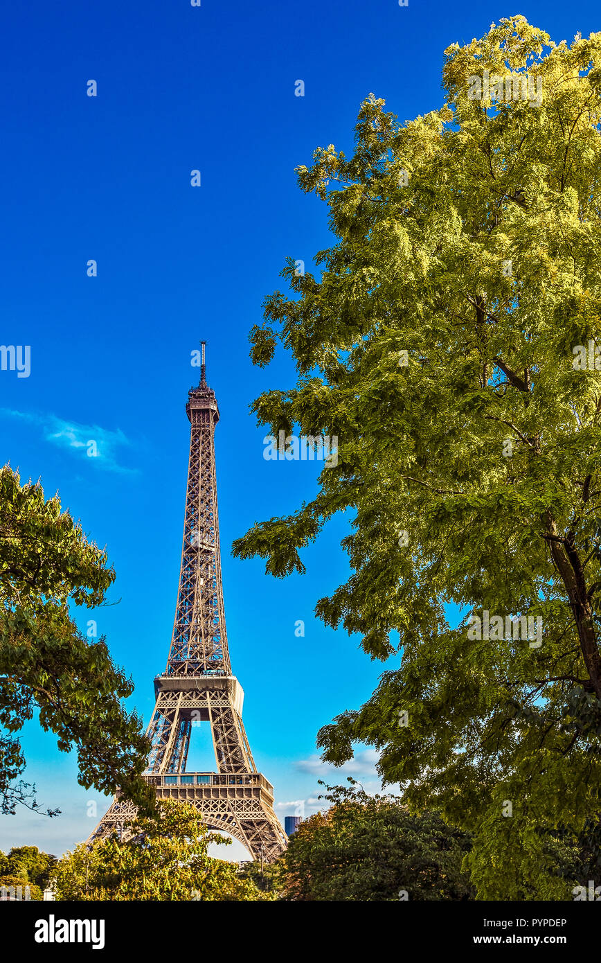 France,Paris,la Tour Eiffel vu de ce moment à Square Banque D'Images