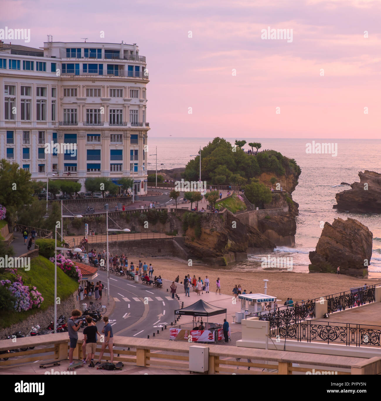 Biarritz , France . Juillet 07 2018 Front de mer à Biarritz, France Banque D'Images