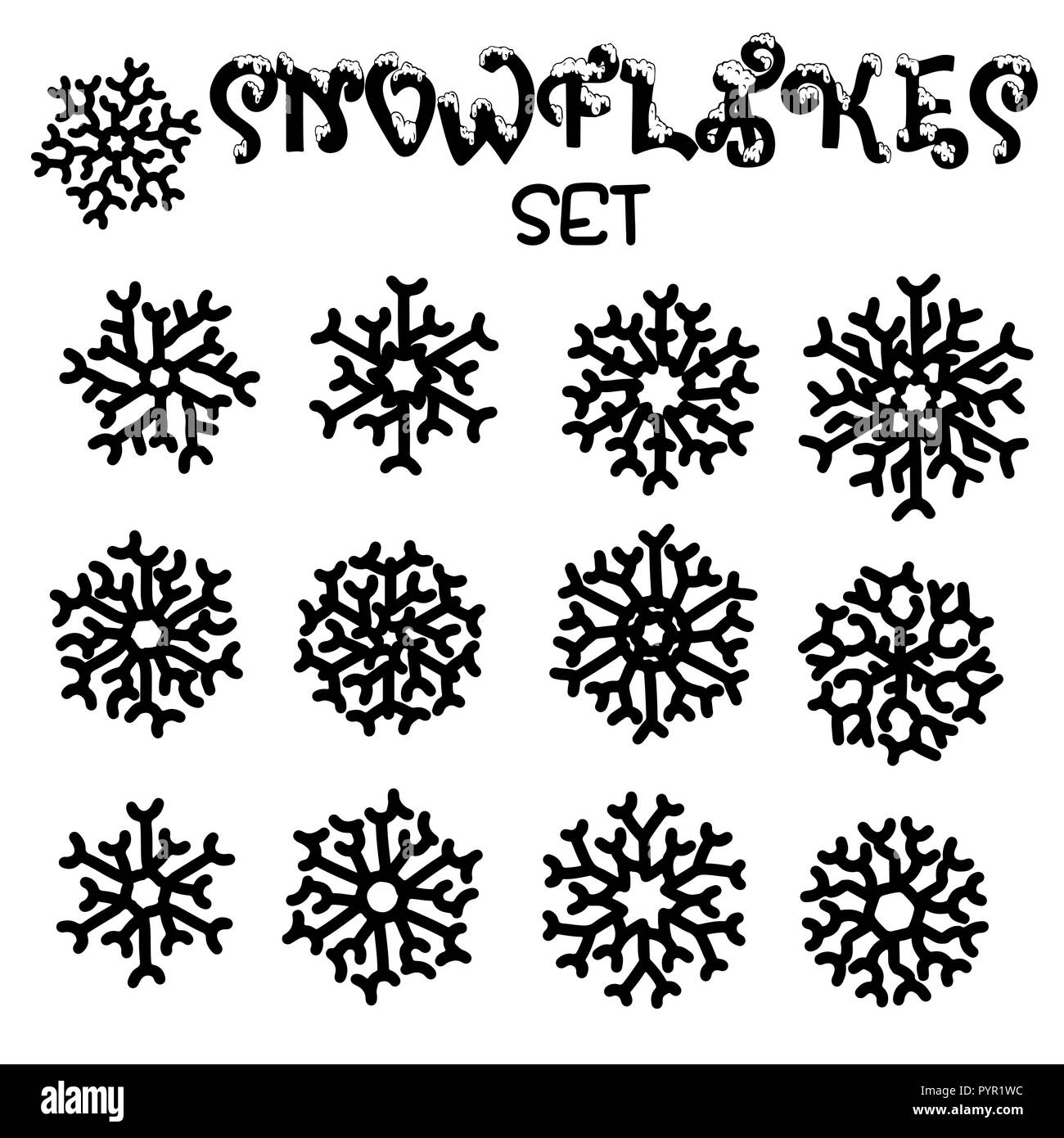 Ensemble de flocons. Maison de collection. Collection flocons isolé sur fond blanc. Vector illustration. Illustration de Vecteur