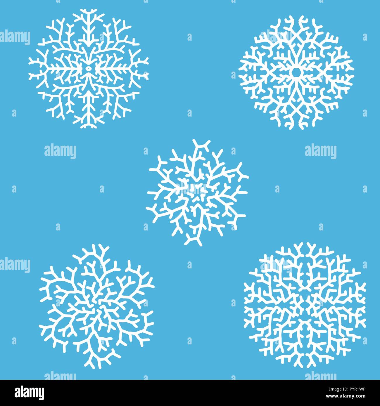 Ensemble de flocons. Maison de collection. Flocons de collection sur fond bleu. Vector illustration. Illustration de Vecteur