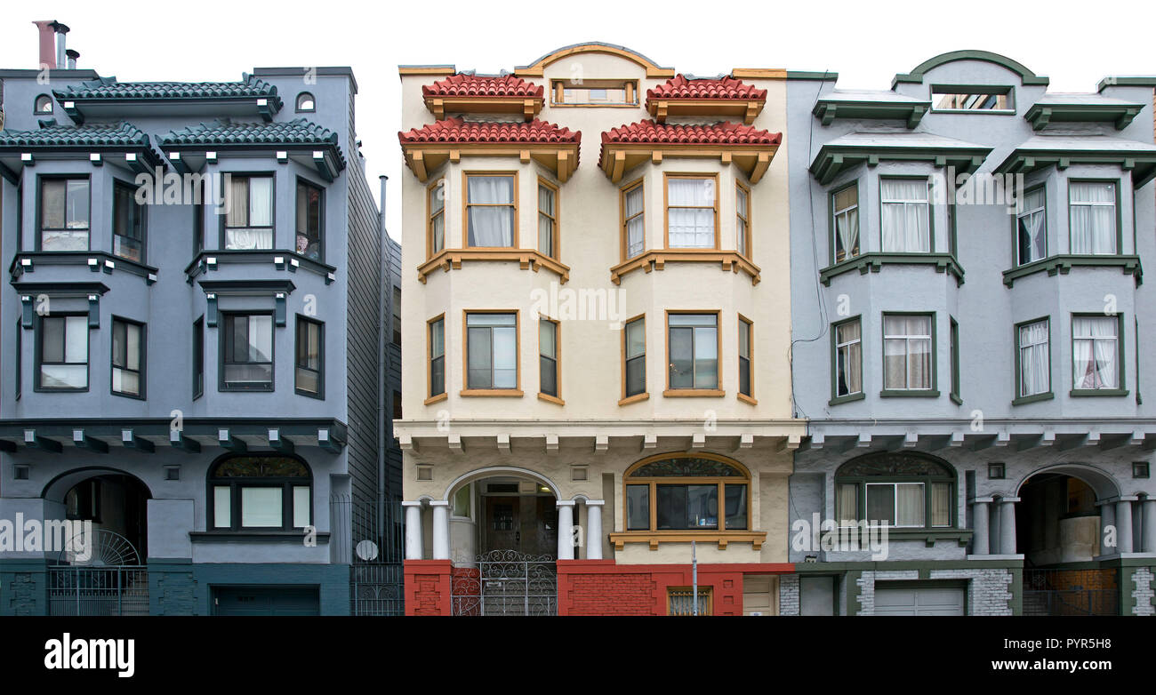 Maisons de style victorien à San Francisco Banque D'Images