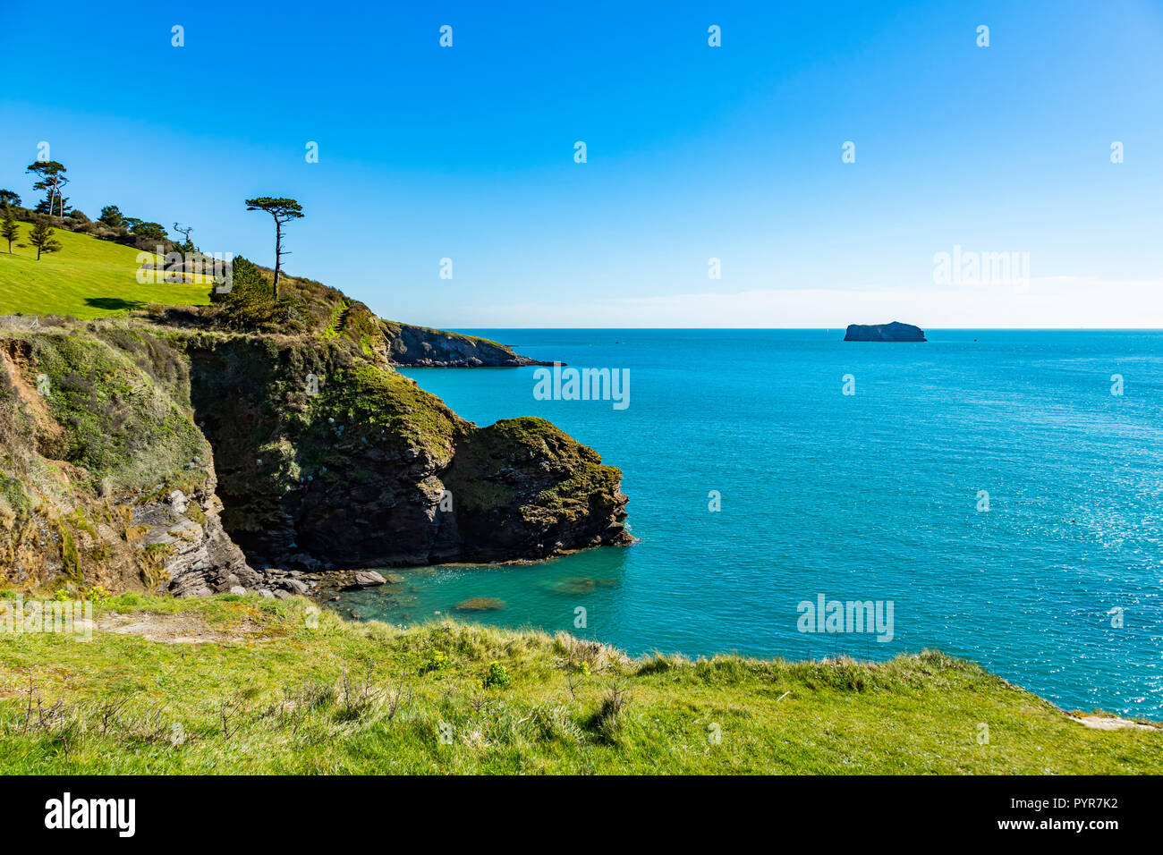 Vue de la plage de Meadfoot depuis longtemps dans le sud du Devon, Royaume-Uni. Banque D'Images