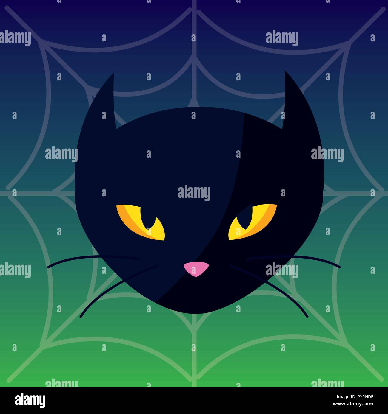 Chat Noir Halloween Head Vector Illustration Design De Caractere Image Vectorielle Stock Alamy